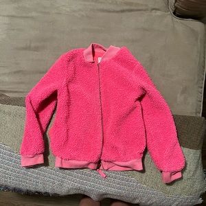 Girls 6/6X pink fleece jacket with collar